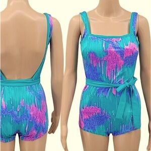 Vintage 1980s Mainstream Retro Romper Swimsuit